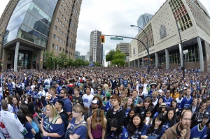 Fans watch and wait for the big moment...