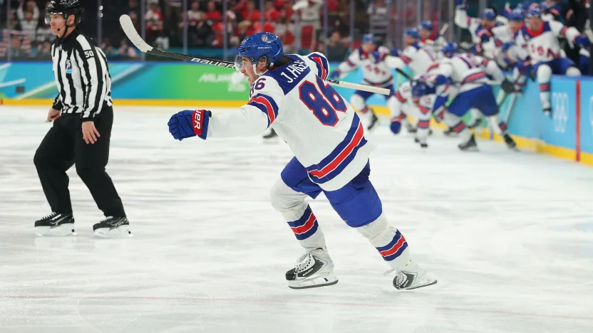 Jack Hughes scored the golden goal for the USA in overtime.